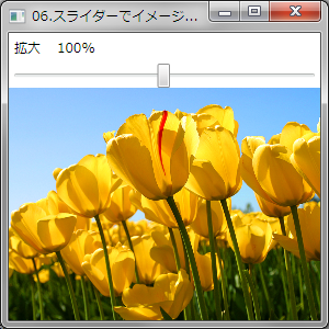 スライダーでイメージを拡大/縮小表示する例