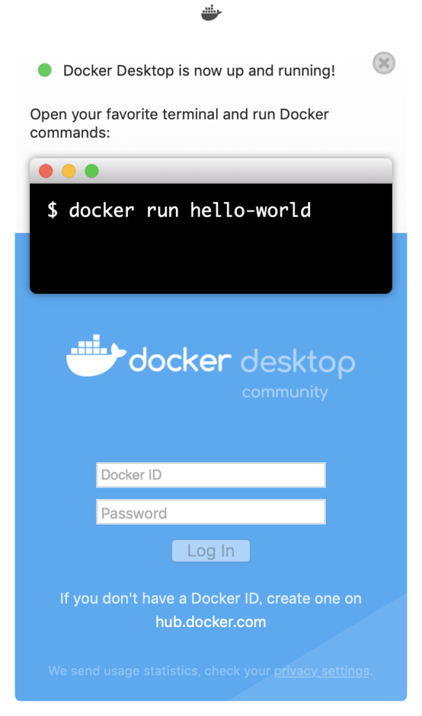 docker desktop へのログイン
