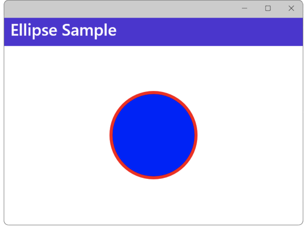 楕円の枠線の色と幅を設定する例
